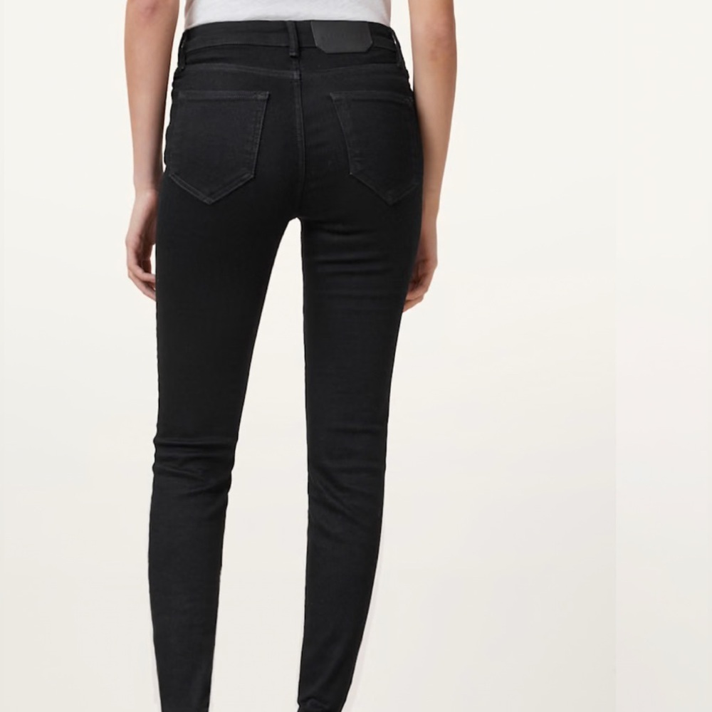 SOLD Allsaints Miller Size Me Stretch Mid-Rise Skinny Denim Black Jeans - Picture 13 of 13